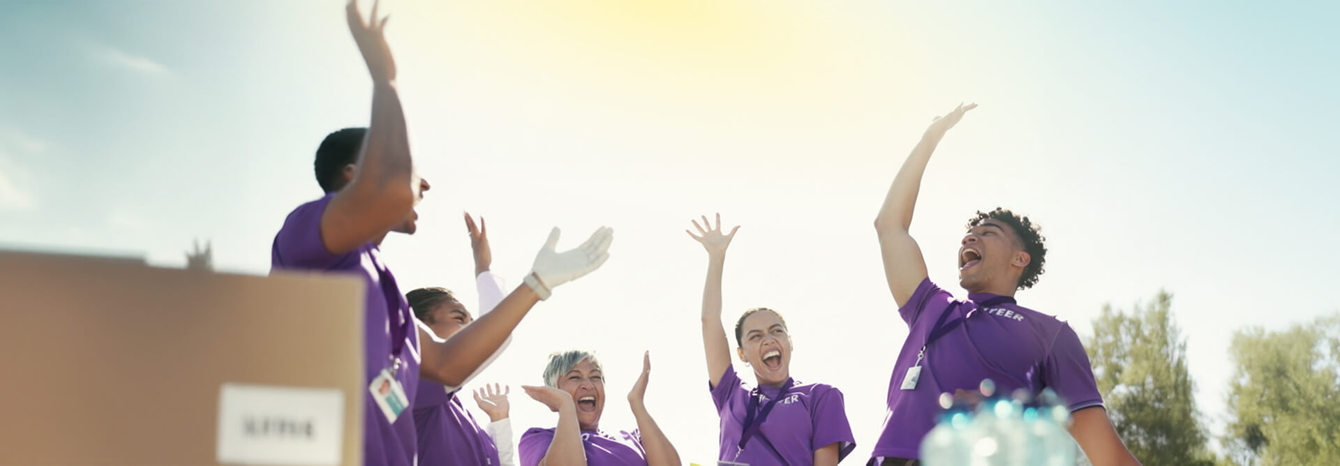 Jóvenes voluntarios trabajando en equipo